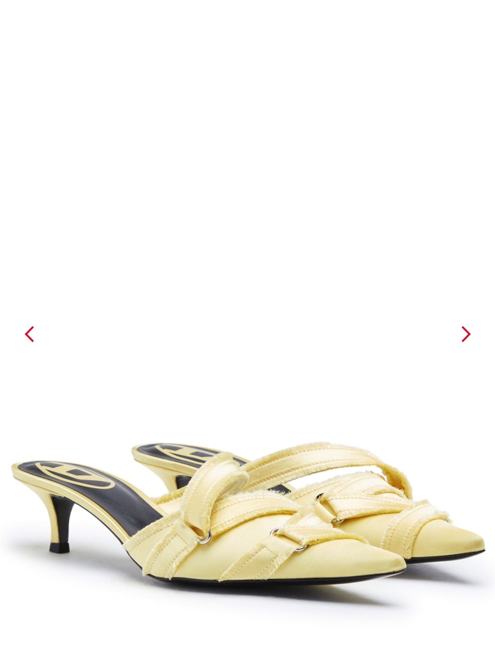 Diesel Pale Yellow Pointed Slip-On Kitten Heel Mules - Picture 3 of 7
